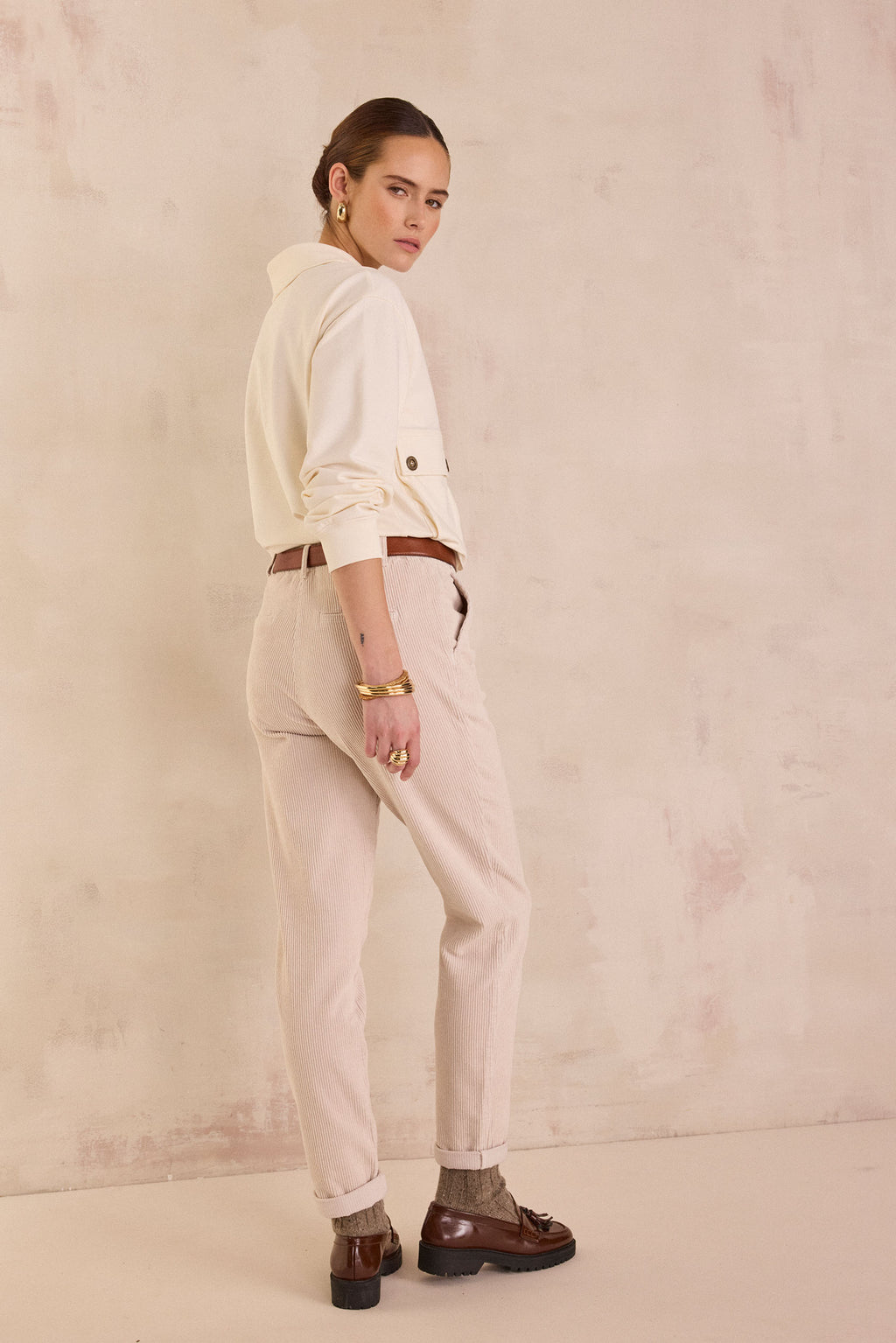 Pantalon chino en velours côtelé SABIL