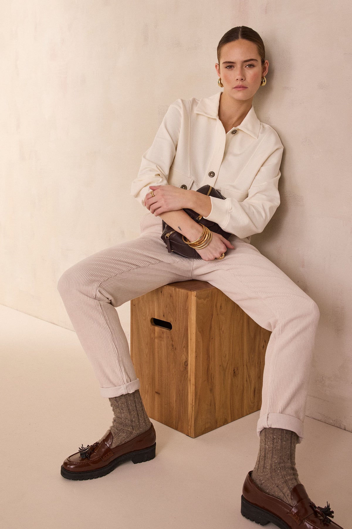 Pantalon chino en velours côtelé SABIL