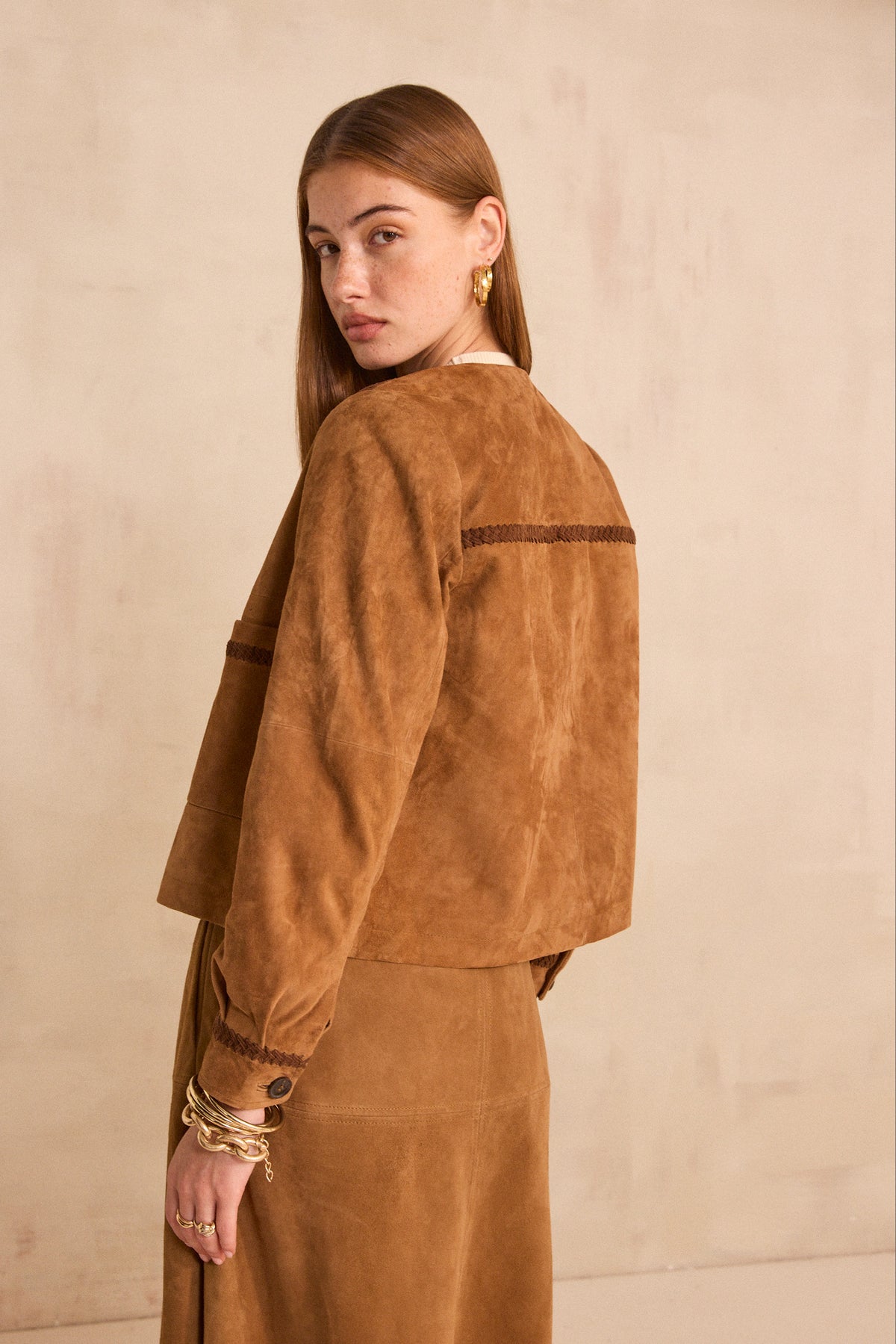 BETTY Long-Sleeved Suede Jacket