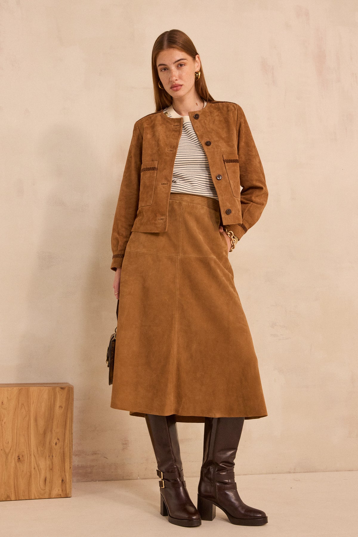 BETTY Long-Sleeved Suede Jacket