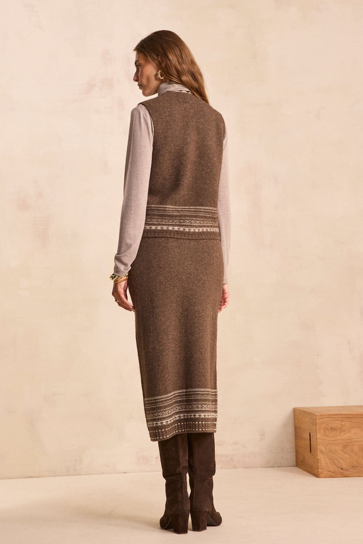 Jupe midi en maille douce VAGUE