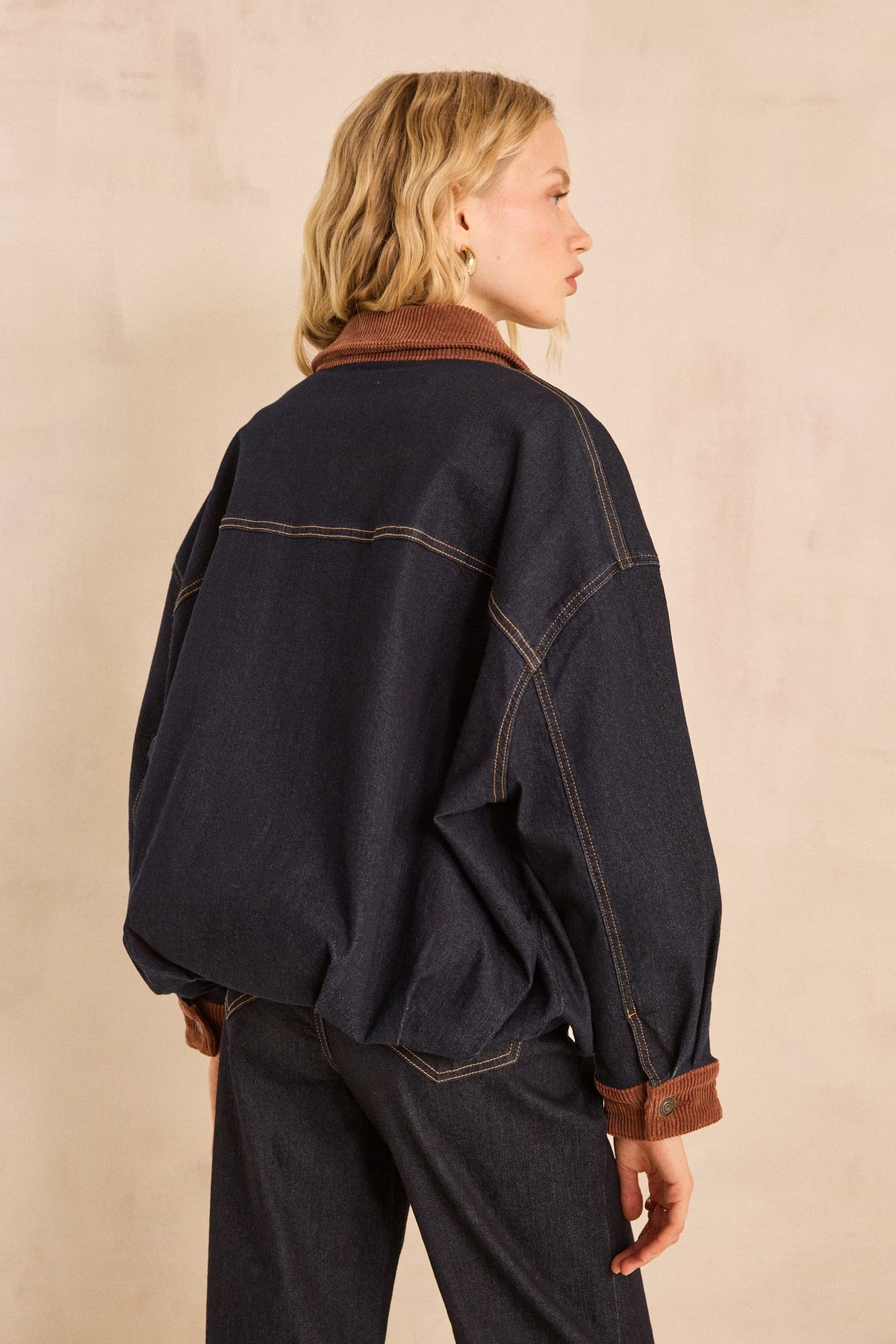 Blouson denim et velours en coton mélangé BOB