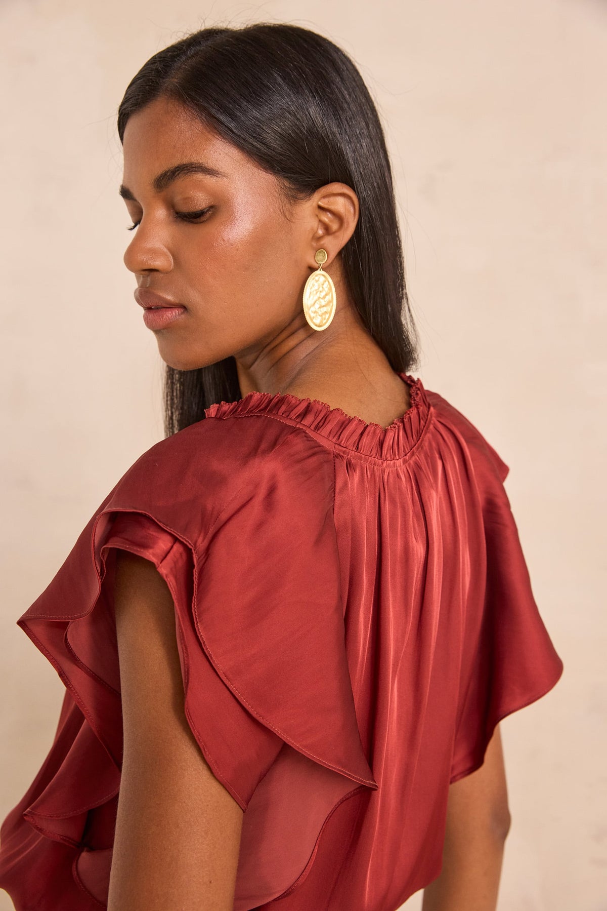 Blouse sans manches satinée SCARLETT