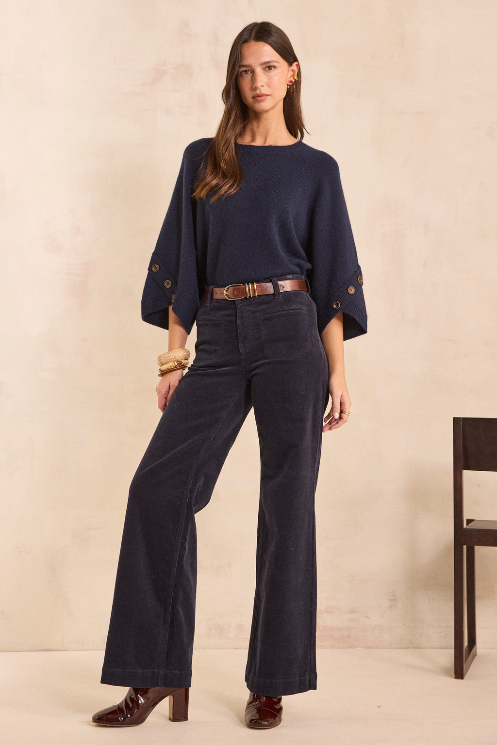 Pantalon large en mélange de coton REBECCA