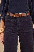 Pantalon large en mélange de coton REBECCA