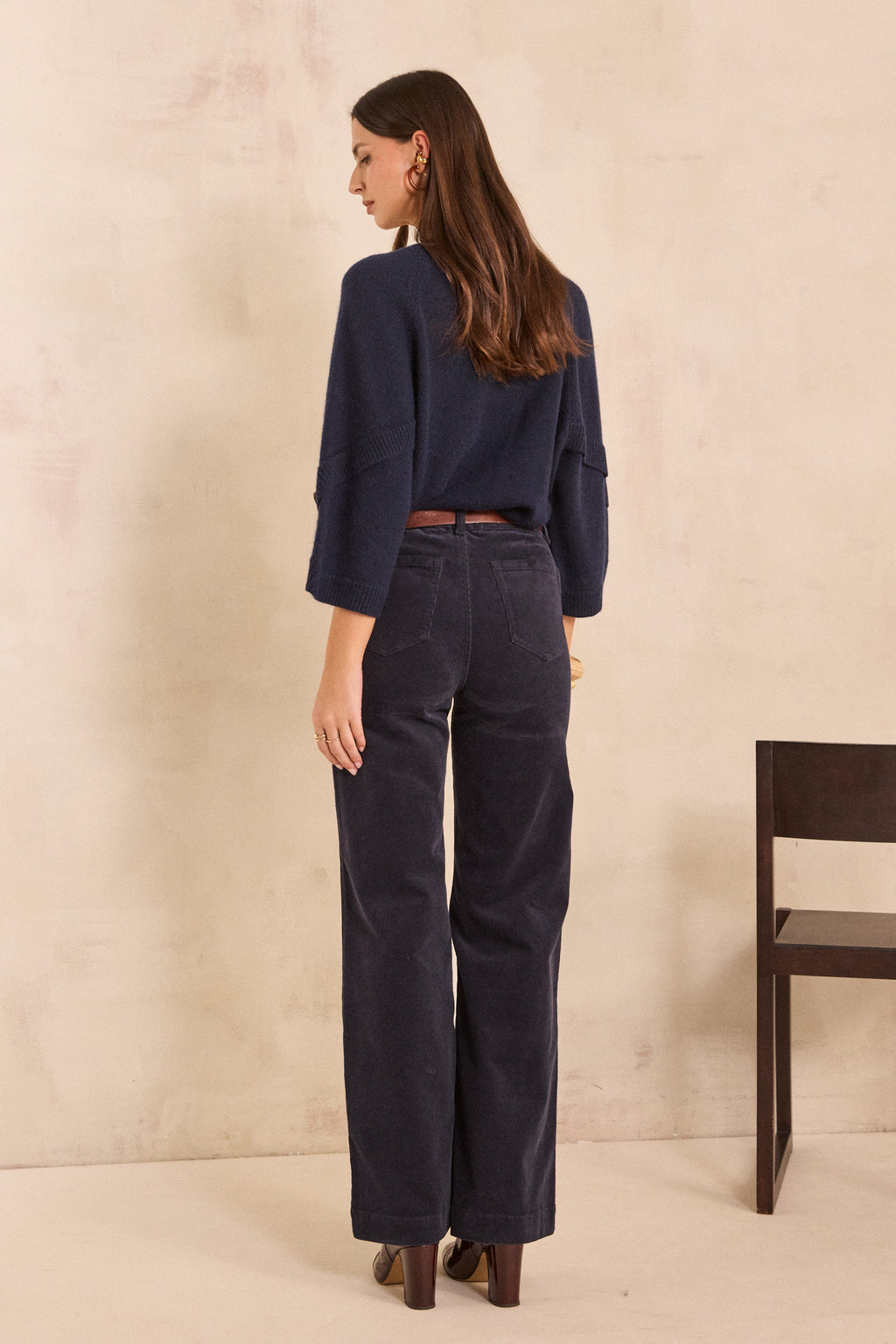 Pantalon large en mélange de coton REBECCA