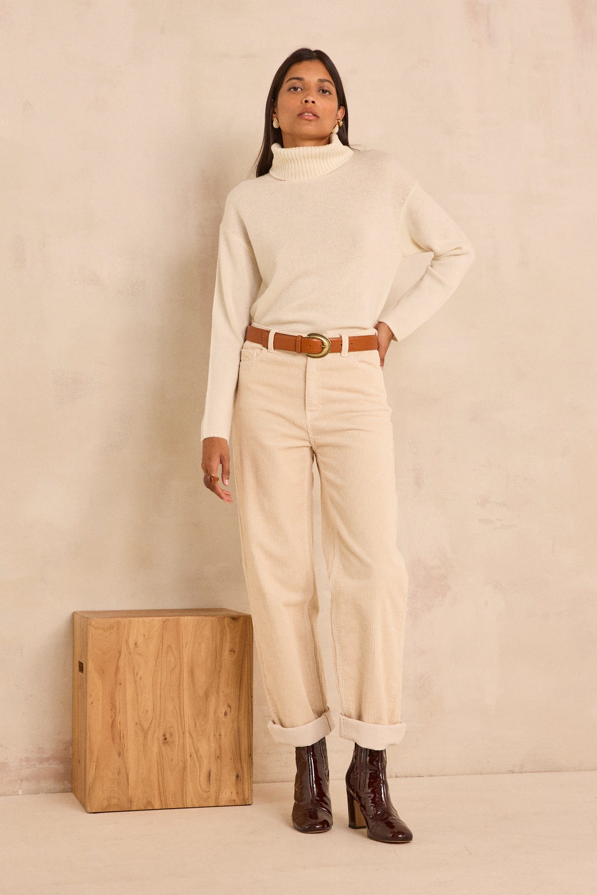 Pantalon large en velours côtelé de coton AGATHE