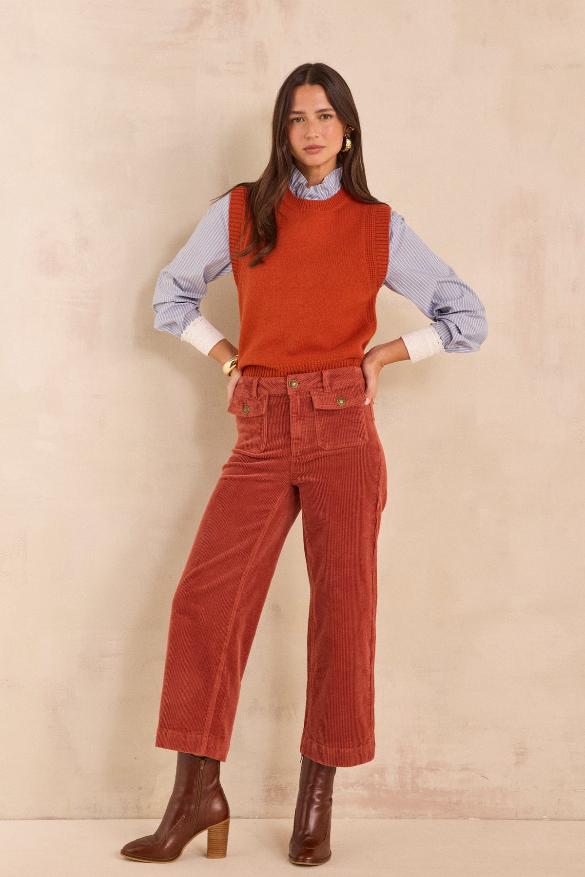 Pantalon large en velours de coton mélangé STELLA BIS