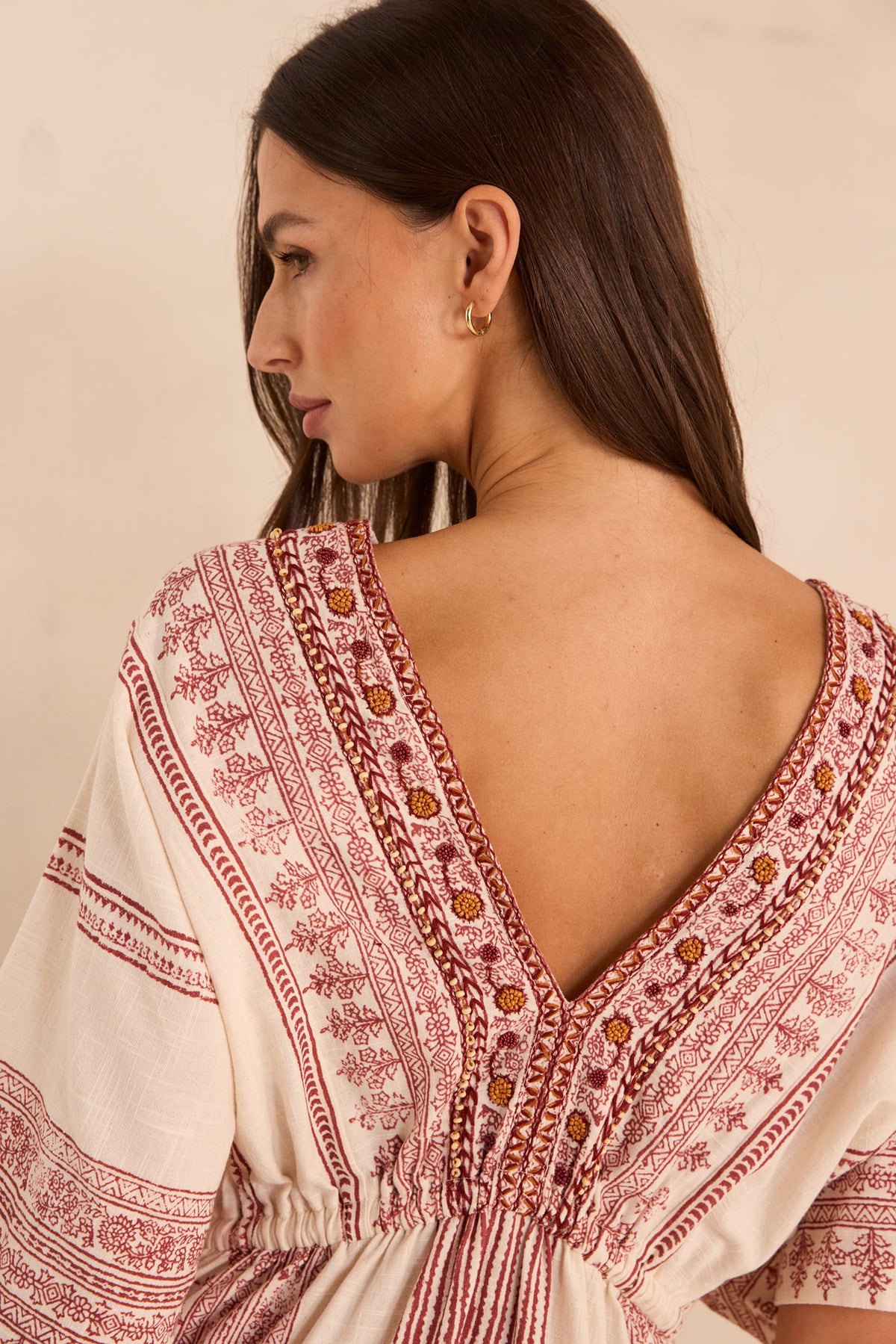 Robe brodée droite en coton MAE