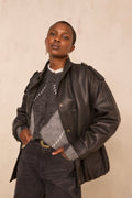Blouson en cuir grainé oversize OSCAR
