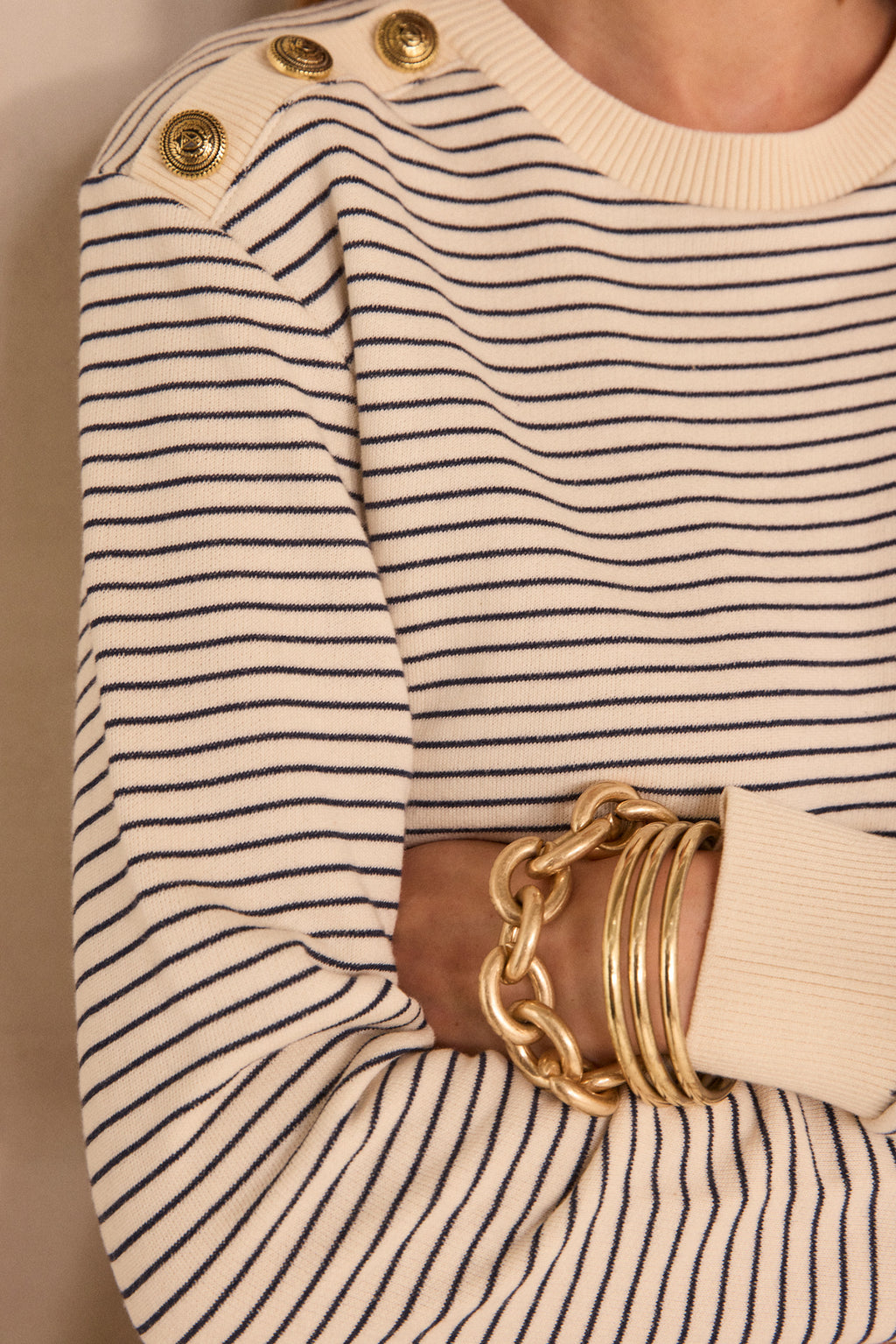 Long-sleeved cotton marinière T-shirt TALIA