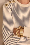 Long-sleeved cotton marinière T-shirt TALIA