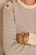Long-sleeved cotton marinière T-shirt TALIA