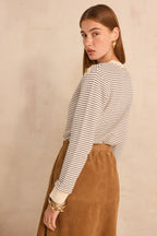 Long-sleeved cotton marinière T-shirt TALIA