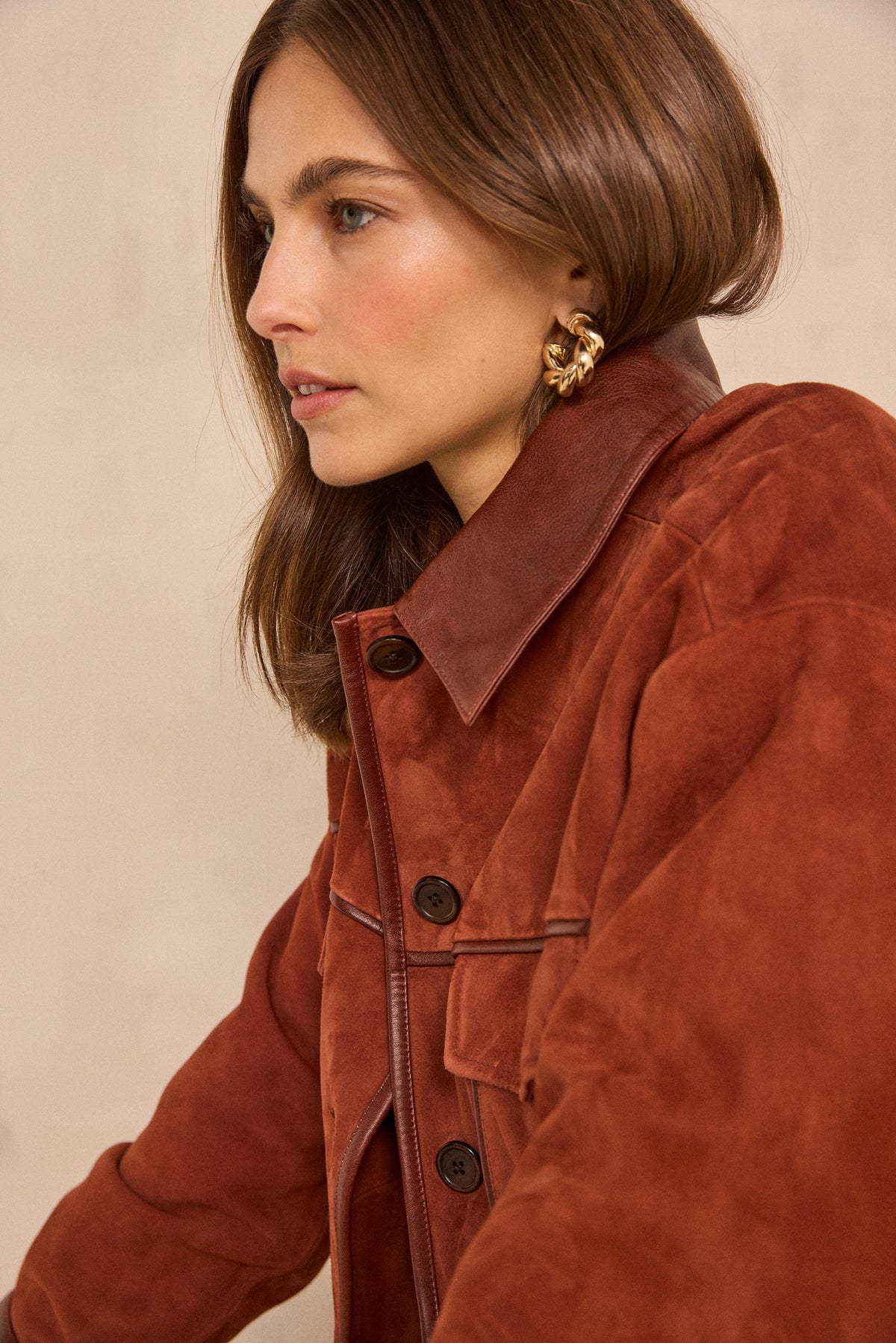 Veste en cuir suede BRUNE