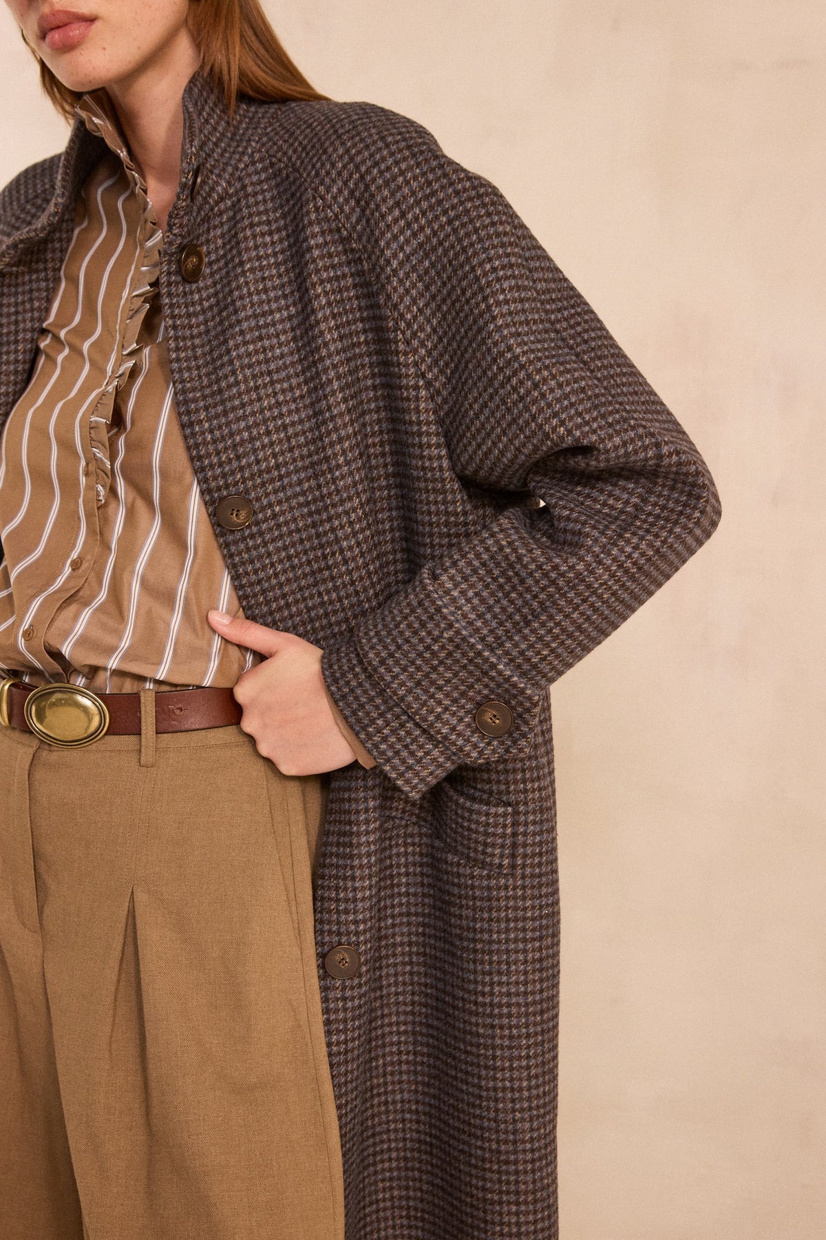 Manteau imprimé prince de Galles à manches longues DUKE