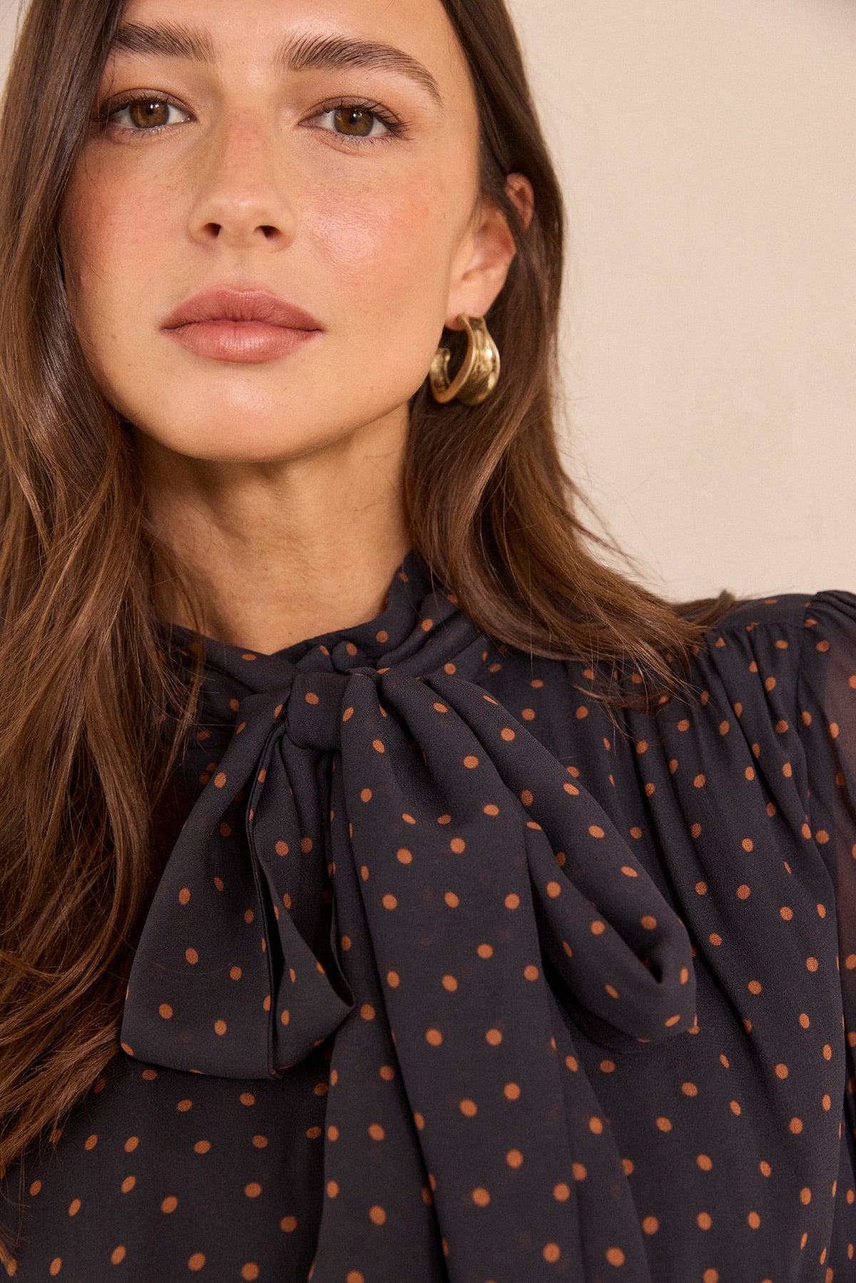 Blouse imprimée pois à manches longues SPIRIT