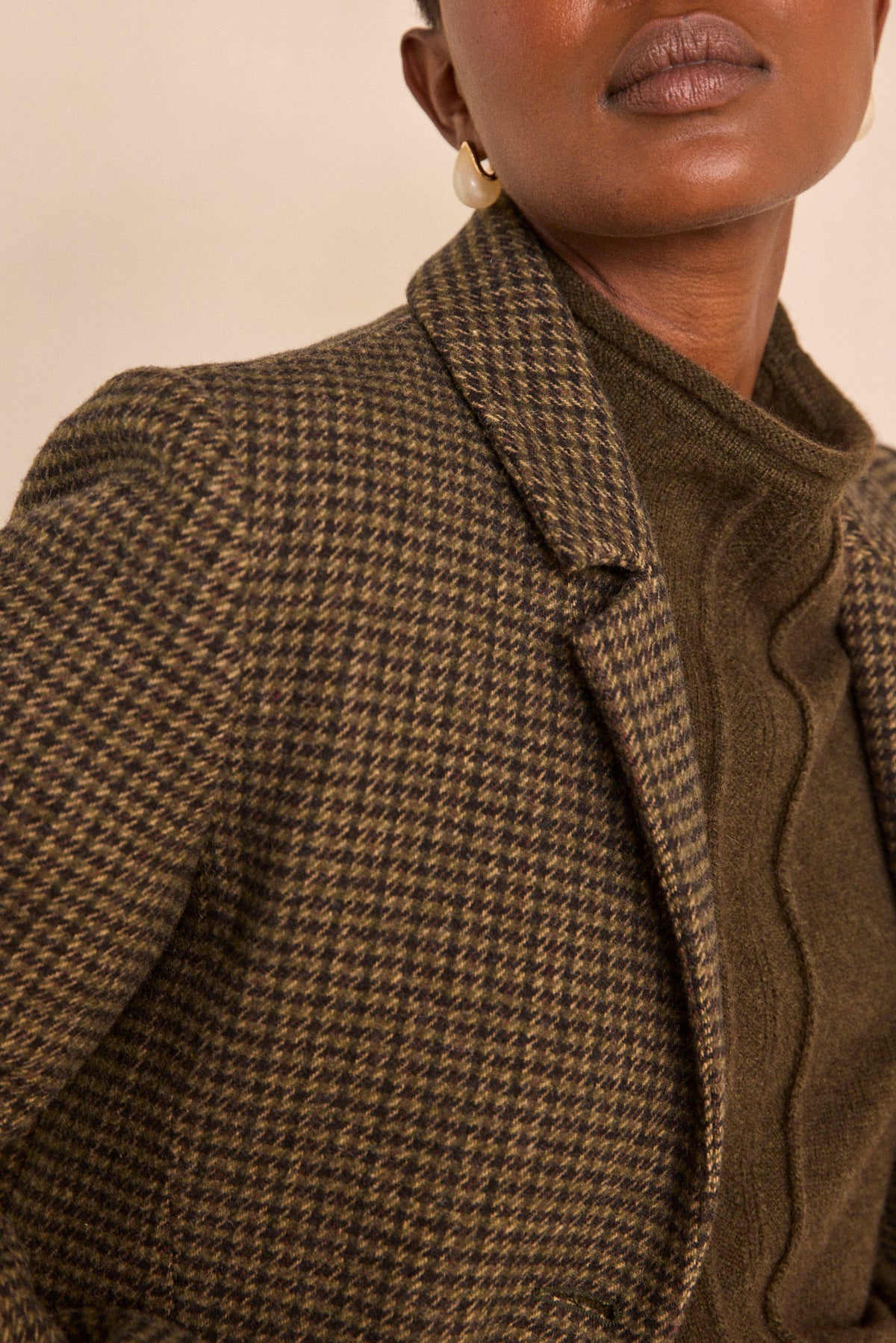 Manteau à carreaux motif prince-de-galles ANABELLE
