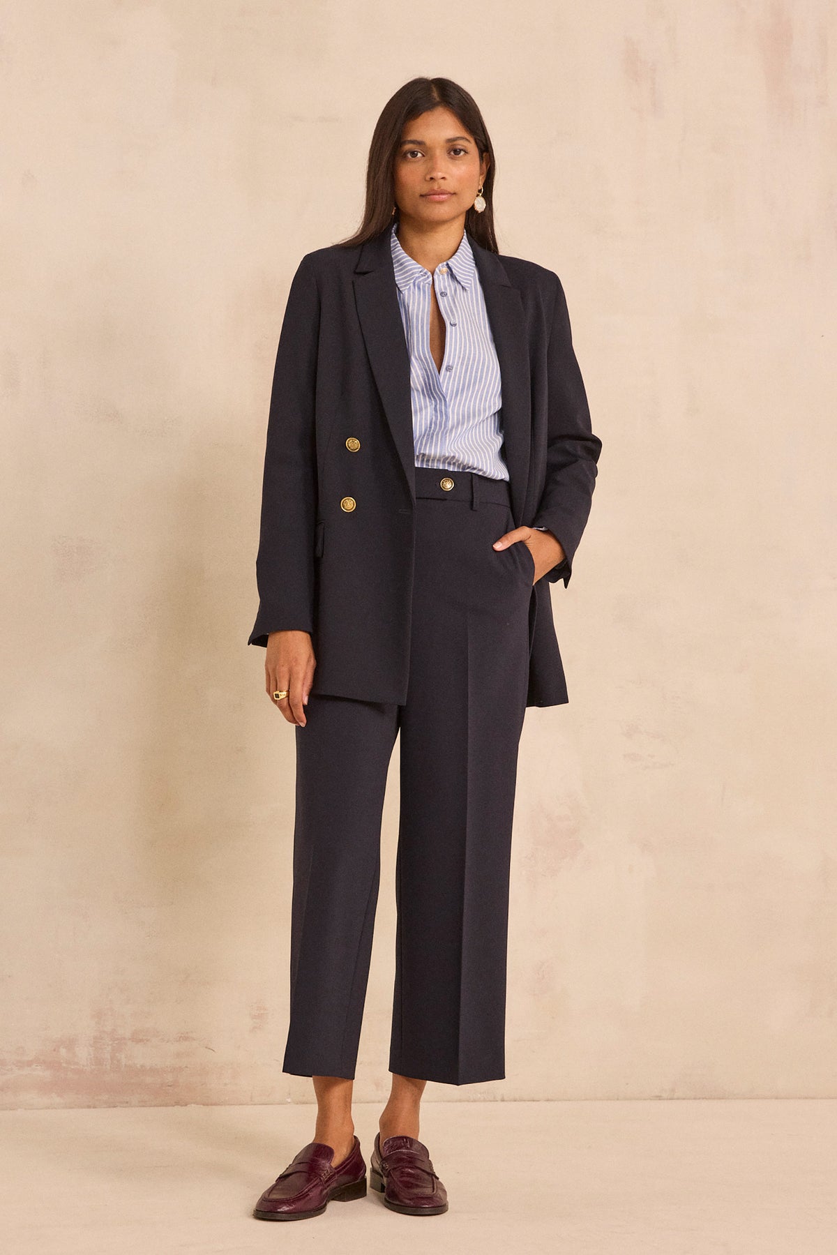 Pantalon large fluide marine LOLA